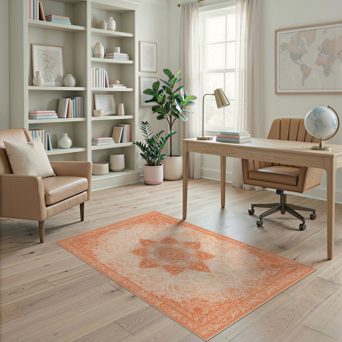 Orange Persian Medallion Area Rug