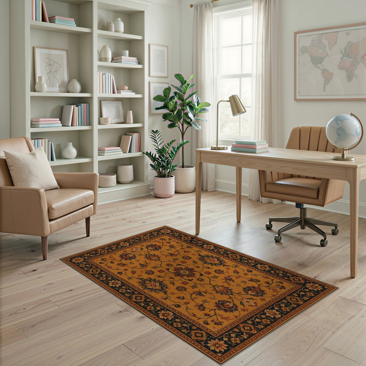 Yellow Persian Floral Area Rug