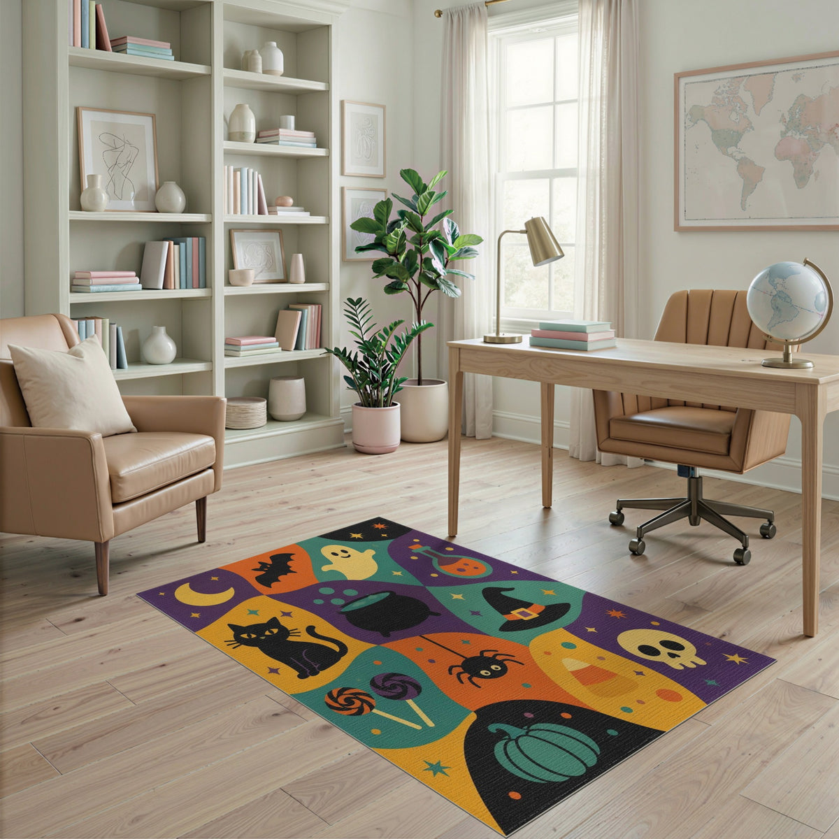 Halloween Kids Cartoon Multi-Color Area Rug