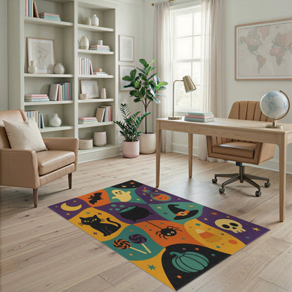 Halloween Kids Cartoon Multi-Color Area Rug