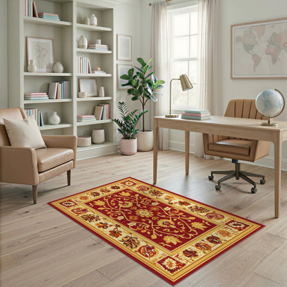 Red Floral Medallion Traditional Persian Area Rug
