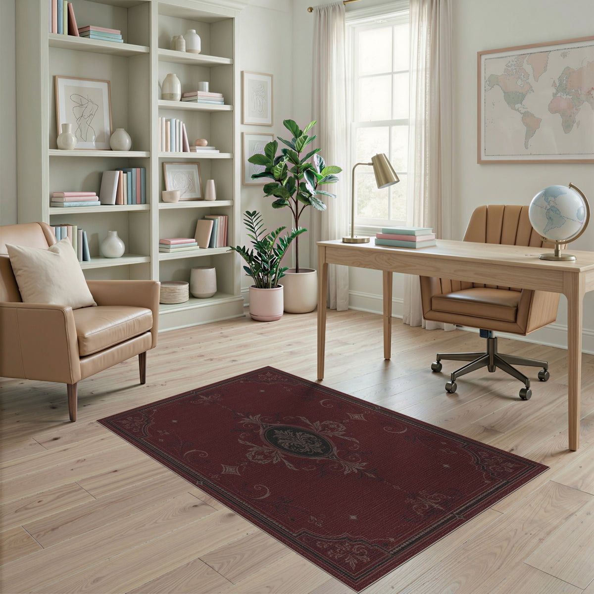 Red Traditional Persian Deep Red Persian Medallion Area Rug