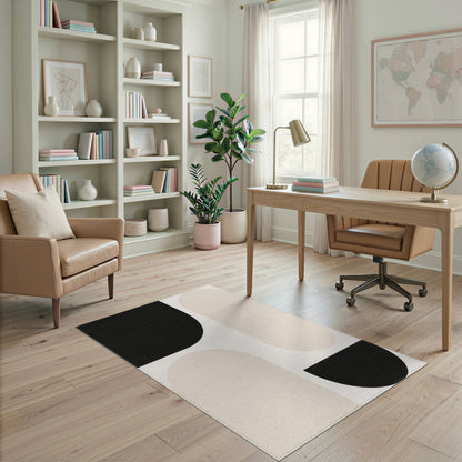 Black White Geometric Abstract Area Rug