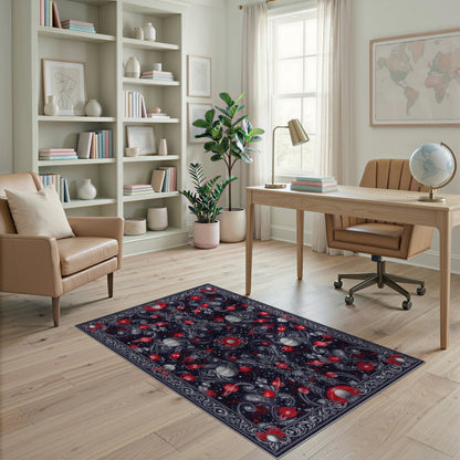 Red Celestial Planets Area Rug