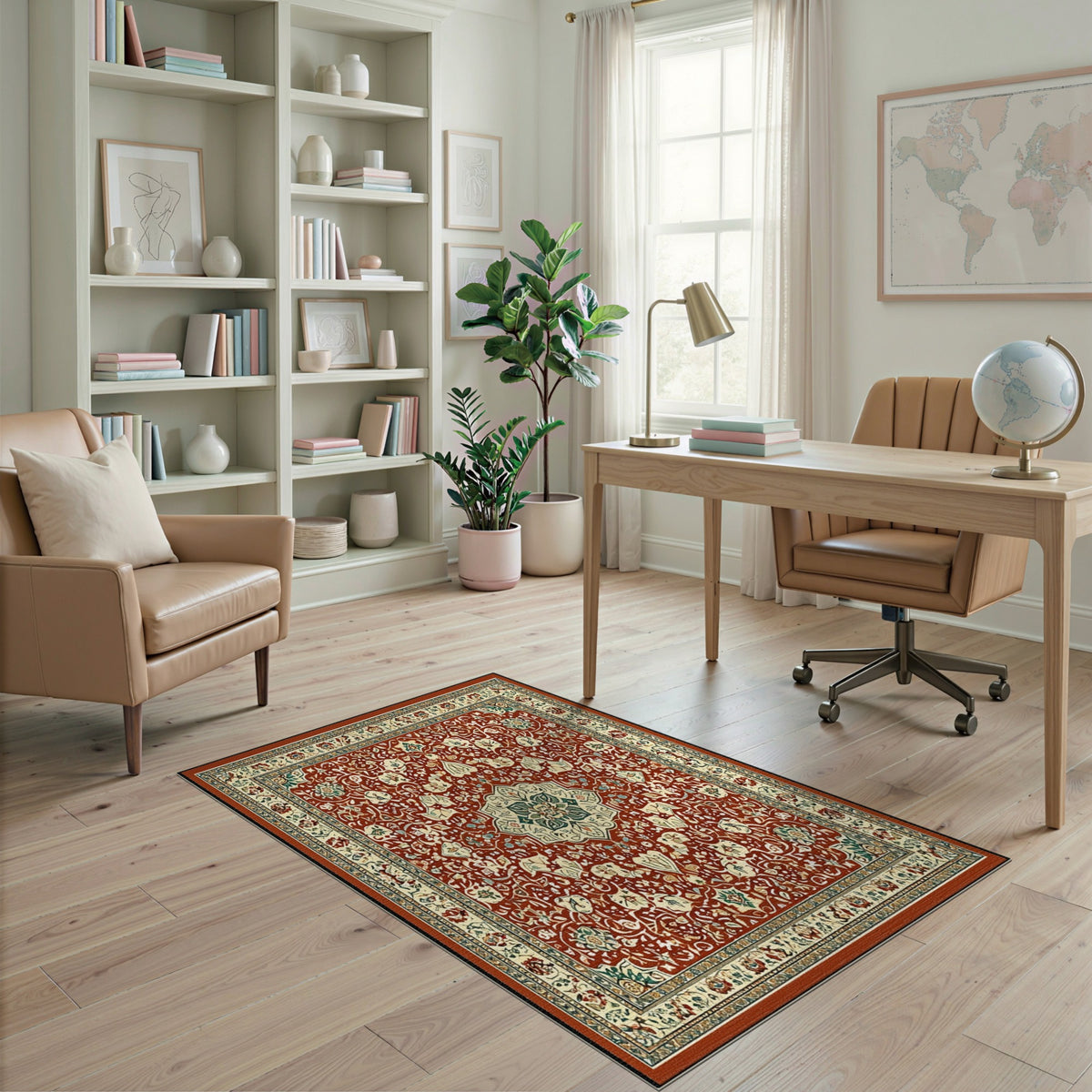 Floral Medallion Traditional Persian Red Persian Floral Medallion Area Rug