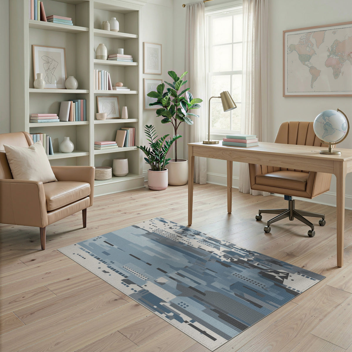 Blue Geometric Abstract Area Rug