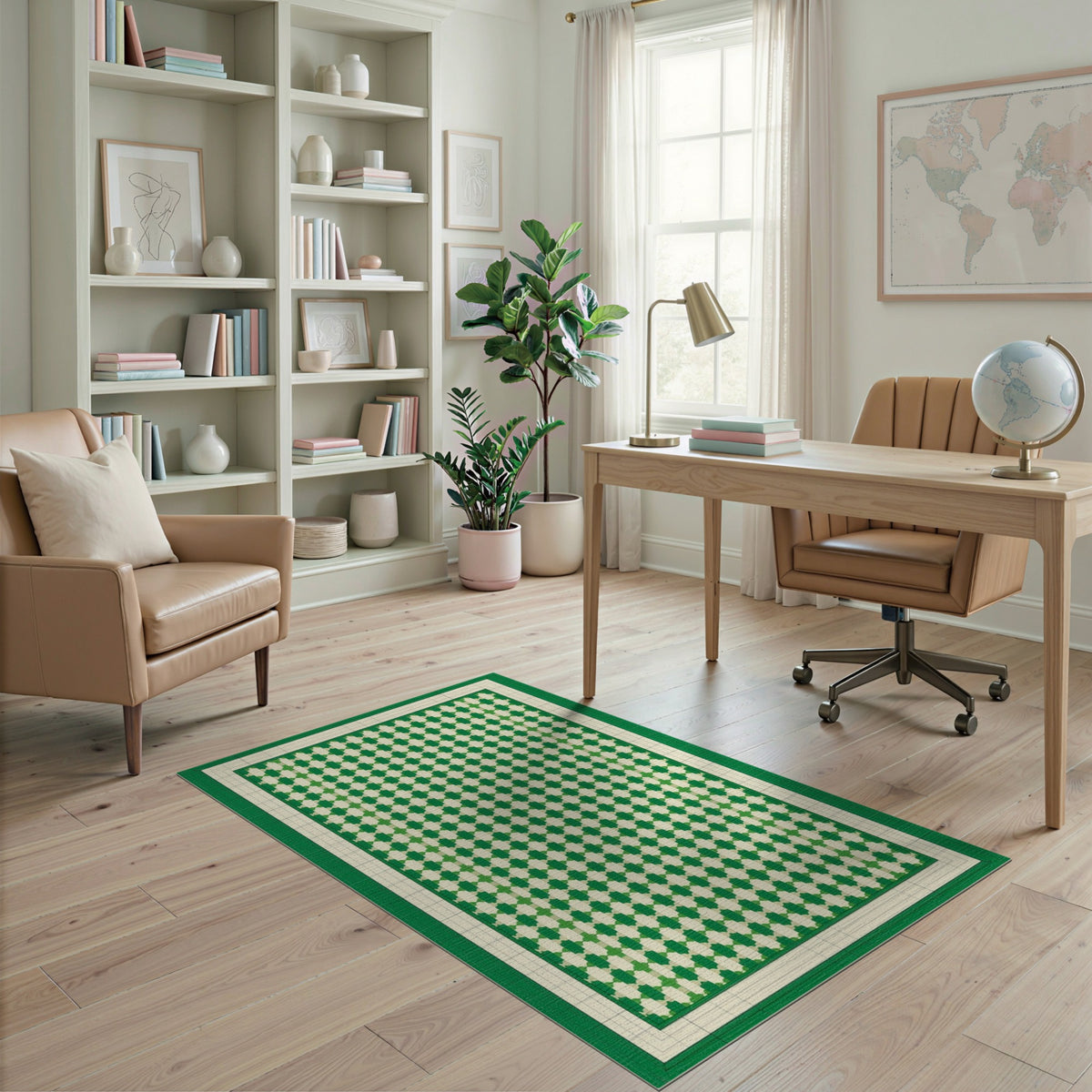 Green Geometric Modern Green Geometric Lattice Area Rug