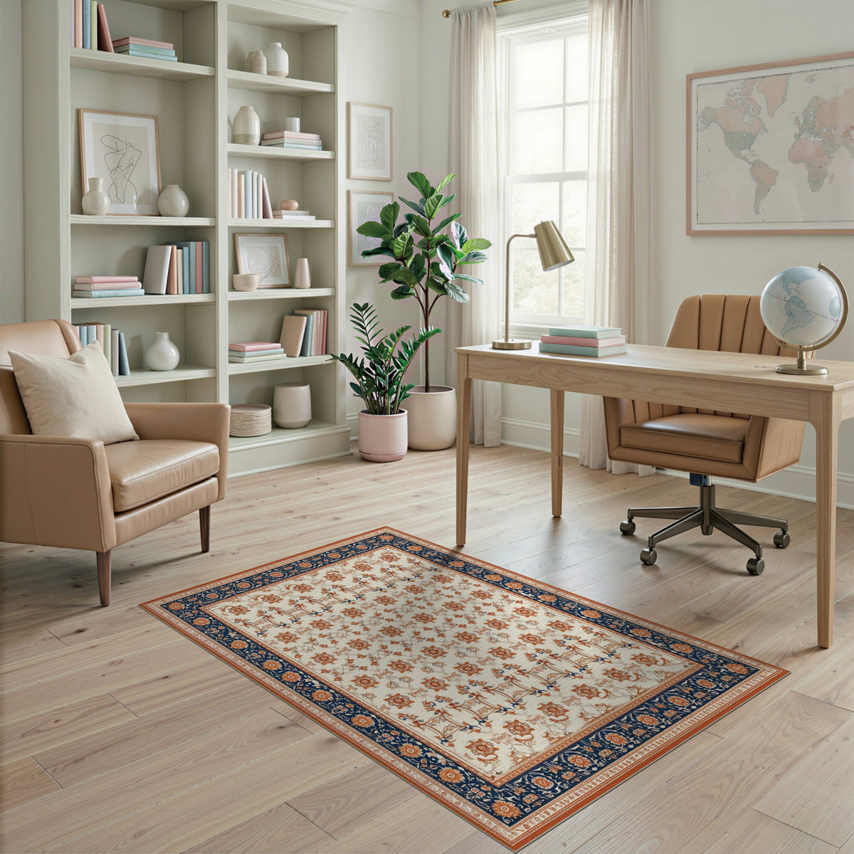 Navy Blue Traditional Persian Area Rug