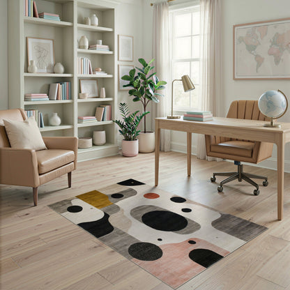 Abstract Geometric Area Rug in Neutral Tones