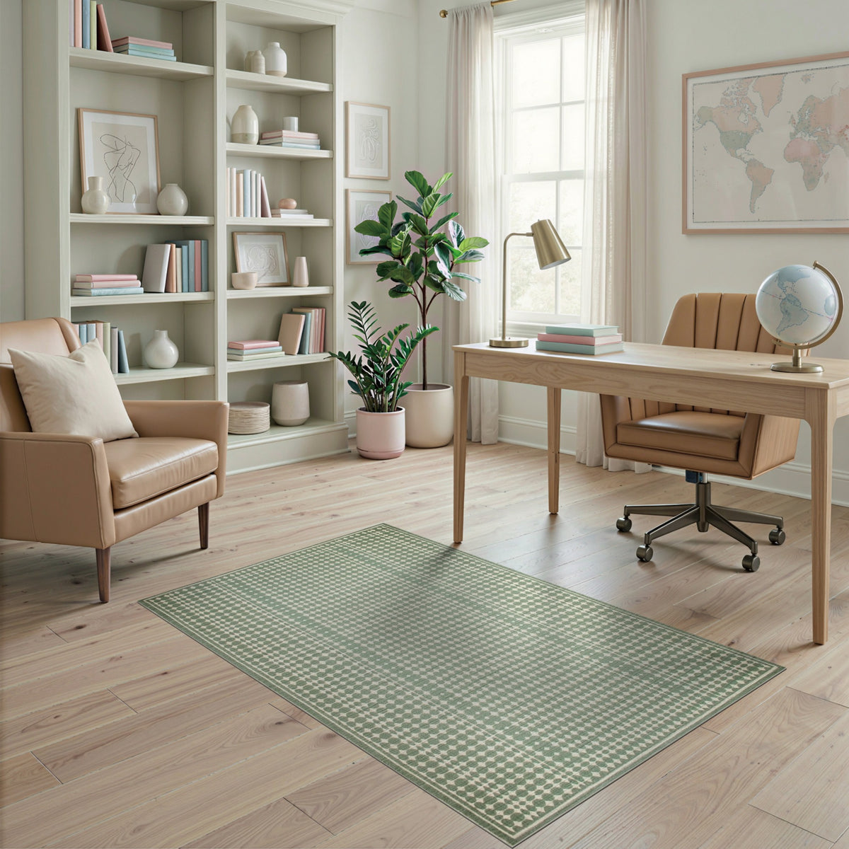 Green Geometric Modern Green Geometric Circle Area Rug