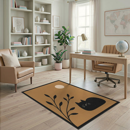 Sleeping Black Cat Area Rug