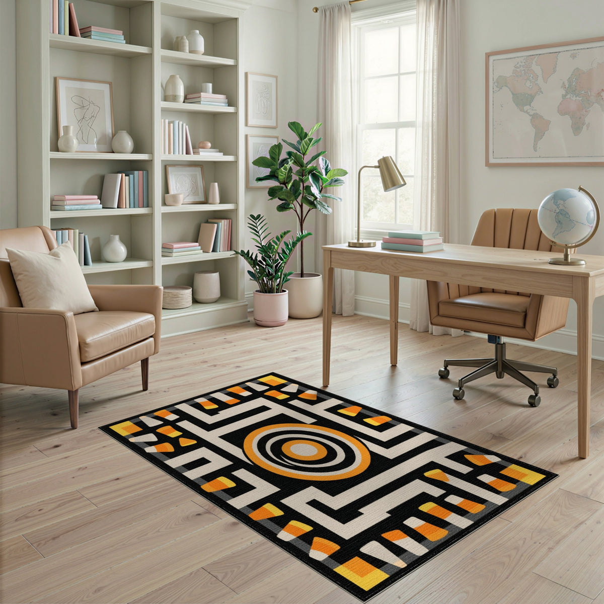 Geometric Candy Corn Maze Area Rug
