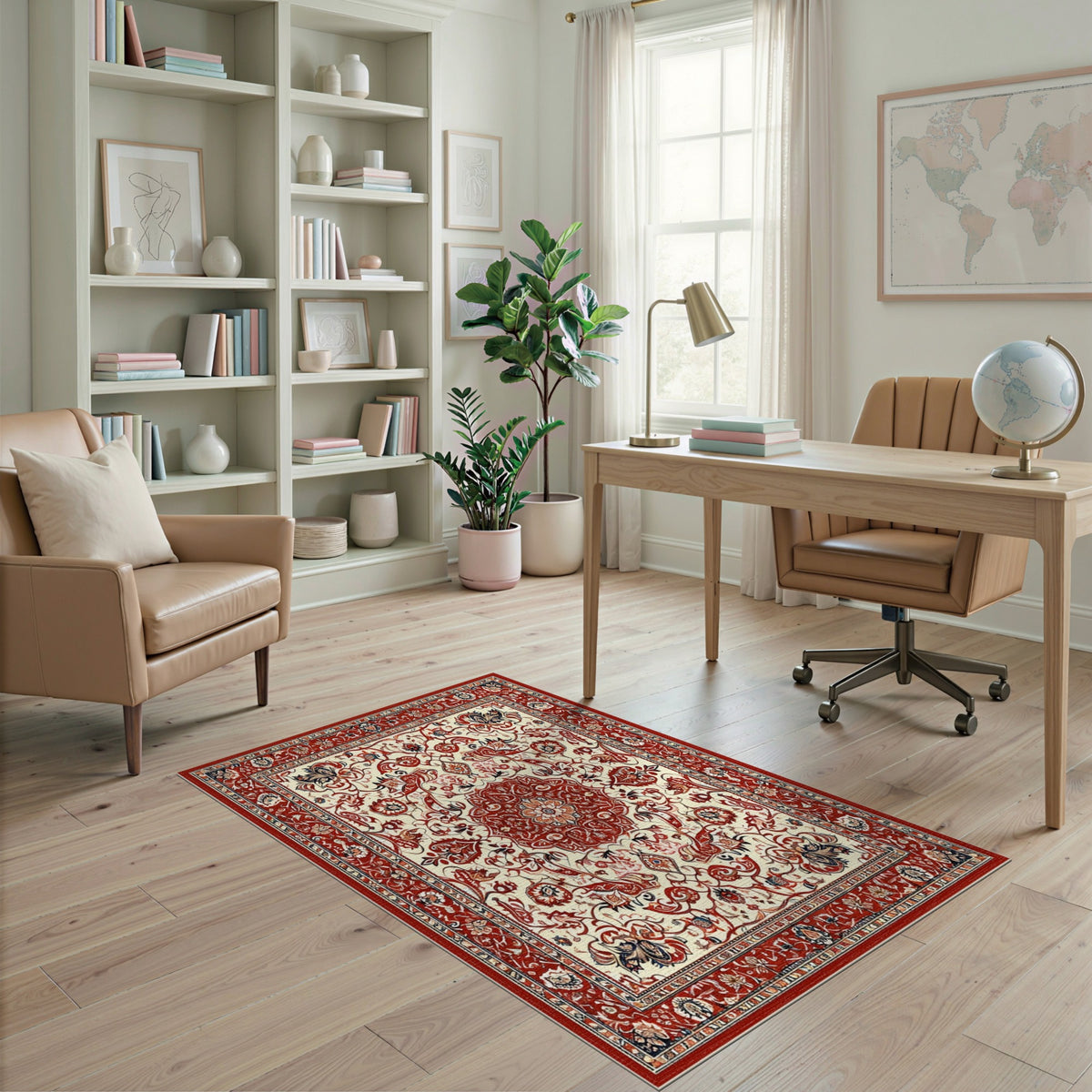 Red Persian Floral Medallion No. 16 Area Rug