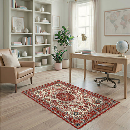 Red Persian Floral Medallion No. 16 Area Rug