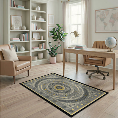 Black White Mandala Area Rug
