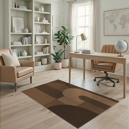 Modern Brown Geometric Arch Area Rug