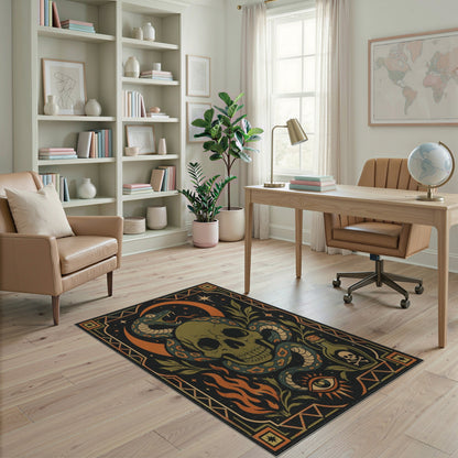 Mystic Skull Serpent Washable Area Rug