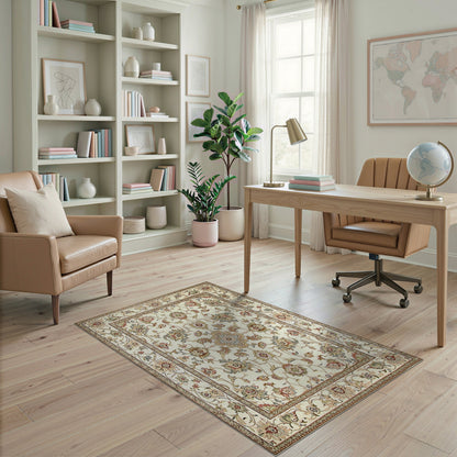 Beige Traditional Persian Floral Traditional Persian Area Rug