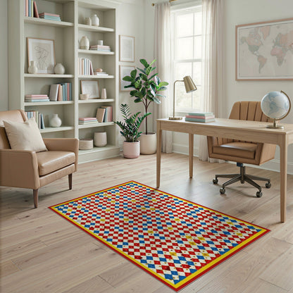 Vibrant Multi-Color Diamond Geometric Area Rug