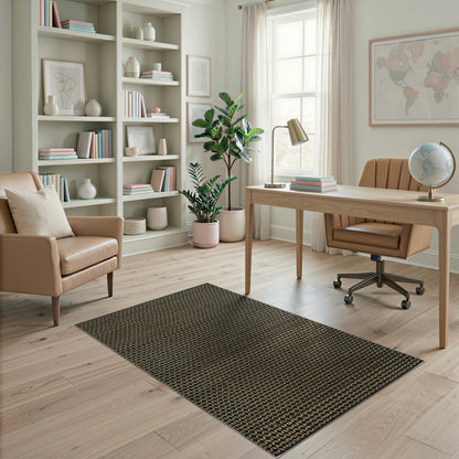 Black and White Black Gold Geometric Pattern Area Rug