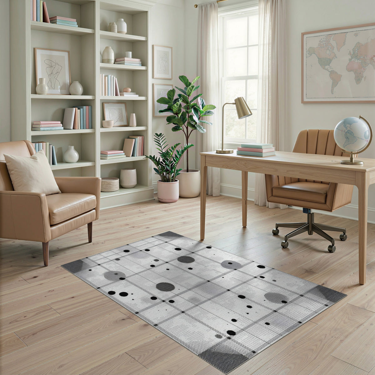 Geometric Modern Dot Black White Geometric Dot Area Rug