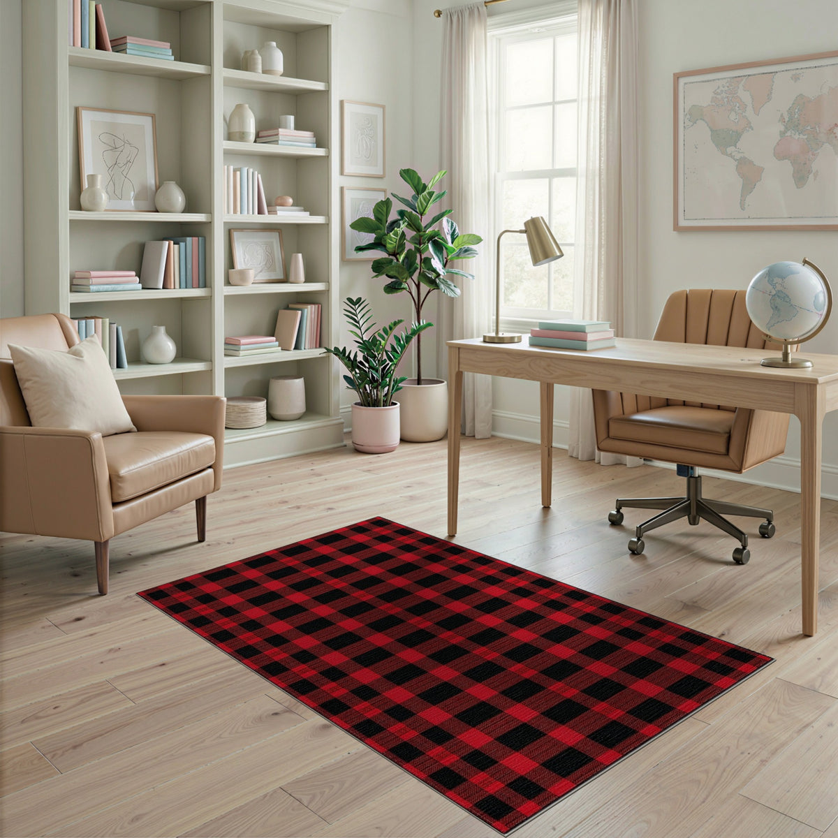 Red Black Checkered Area Rug