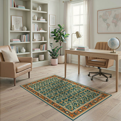 Blue Teal Floral Vintage No. 47 Area Rug
