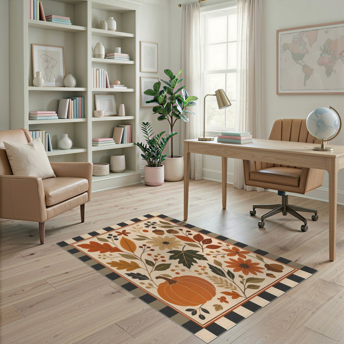 Autumn Harvest Floral Washable Area Rug