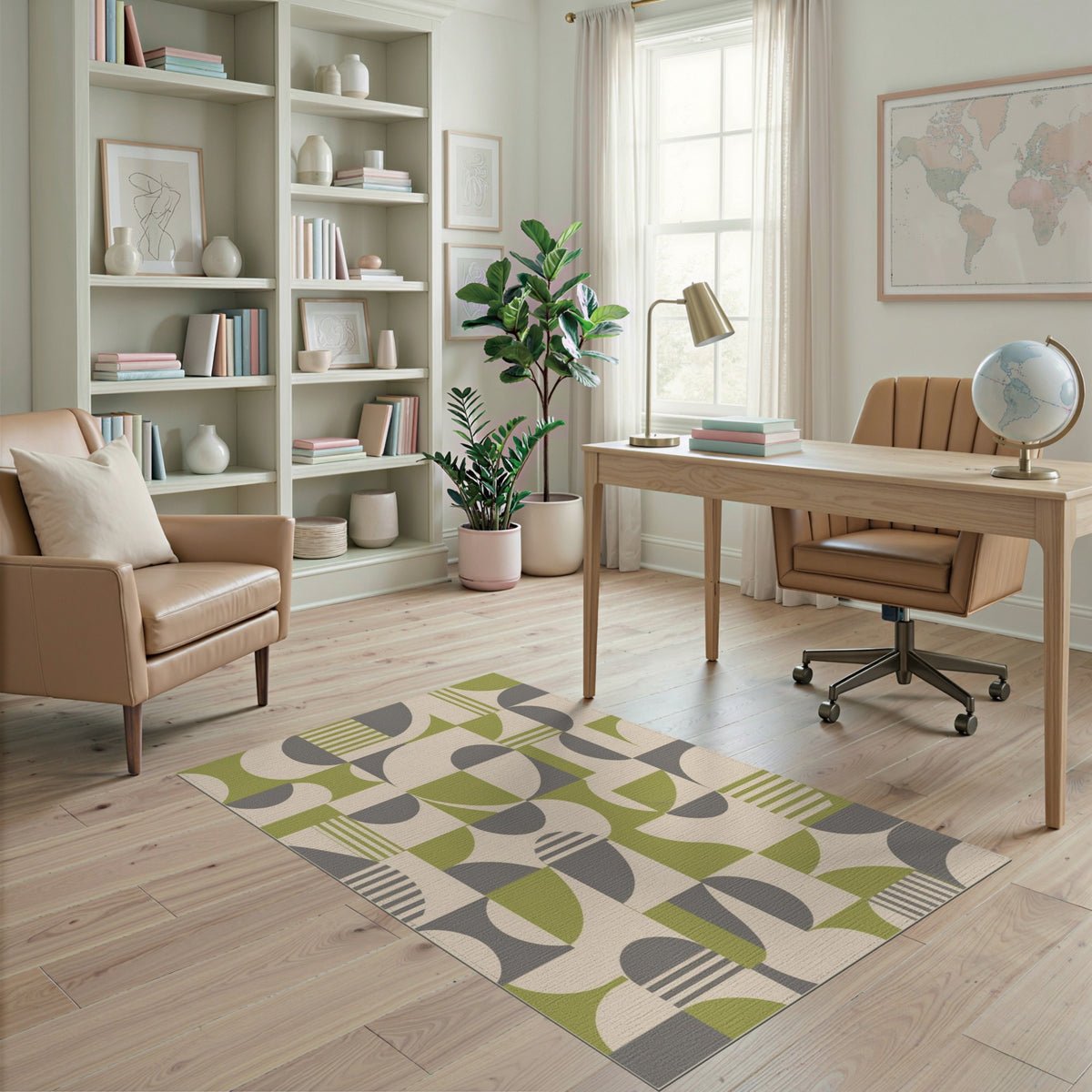 Green Geometric Area Rug