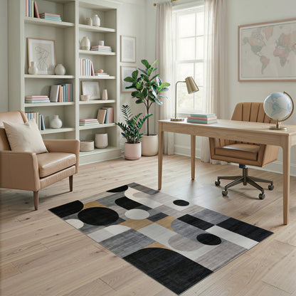 Black White Geometric Modern No. 40 Area Rug