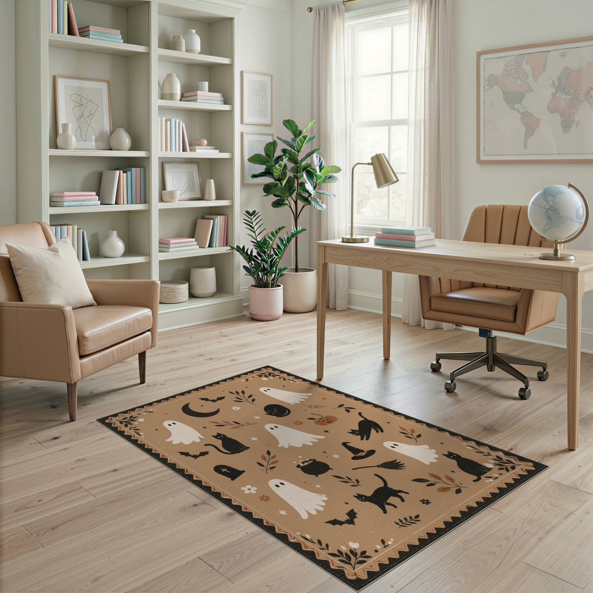 Halloween Ghosts and Cats Washable Area Rug
