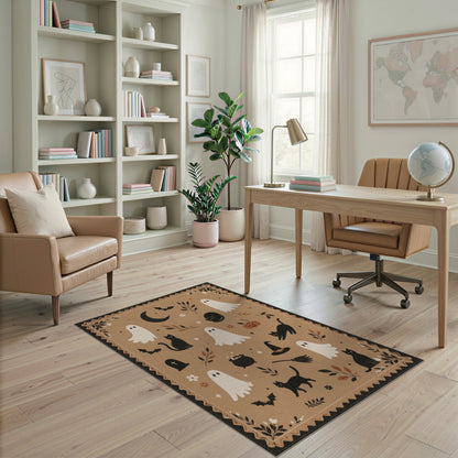 Halloween Ghosts and Cats Washable Area Rug