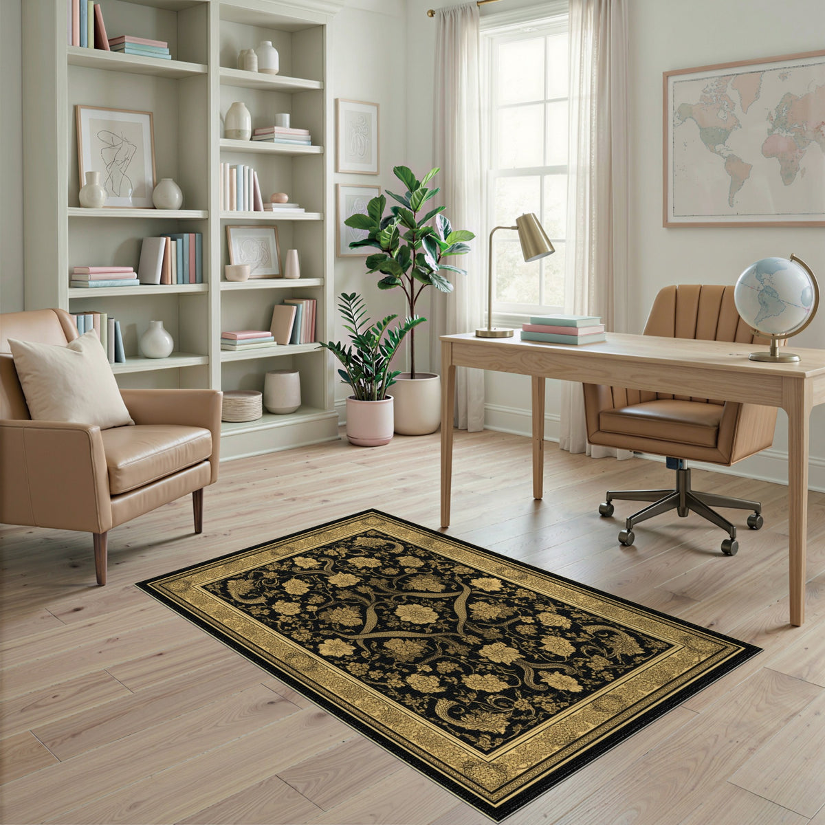 Floral Vintage Gold Floral Vintage Area Rug
