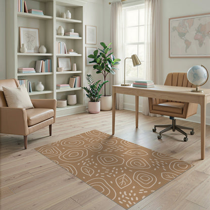 Brown and Tan Abstract Area Brown Abstract Leaf Area Rug