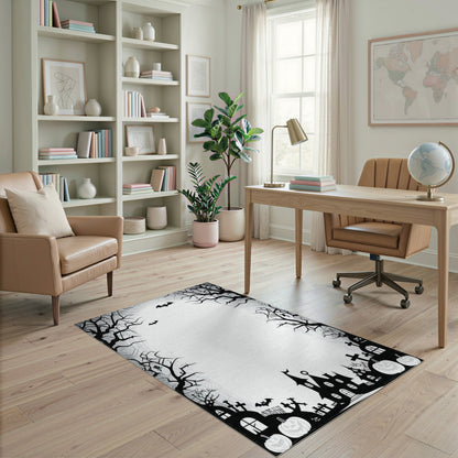 Spooky Halloween Silhouette Washable Area Rug
