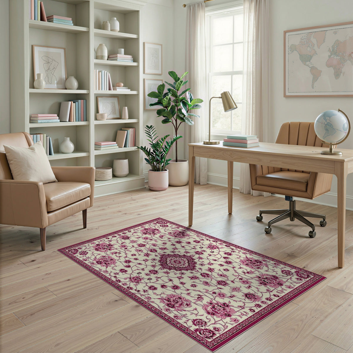 Pink Floral Medallion Vintage No. 10 Area Rug