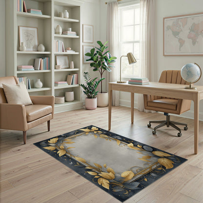 Gold Leaf Floral Vintage Area Rug