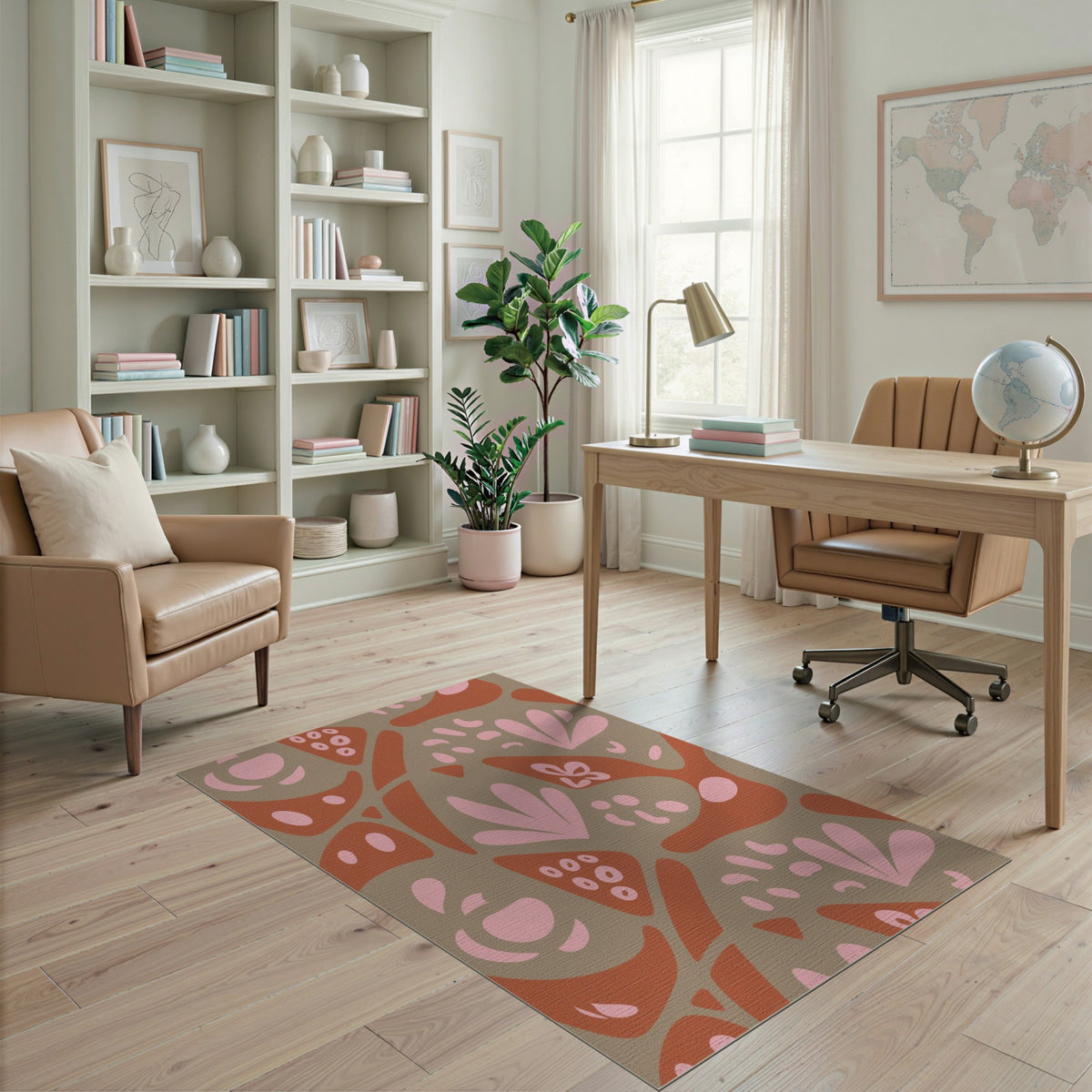 Abstract Brown Tan Area Rug