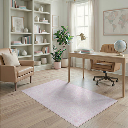 Floral Vintage Medallion Blush Pink Floral Medallion Area Rug