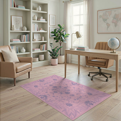 Pink Floral Vintage Washable No. 64 Area Rug