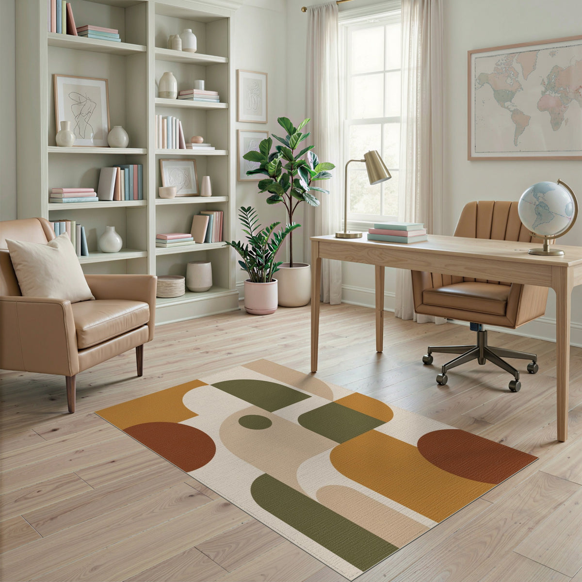 Modern Geometric Brown Tan No. 3 Area Rug