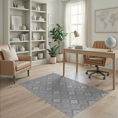 Grey Geometric Area Rug