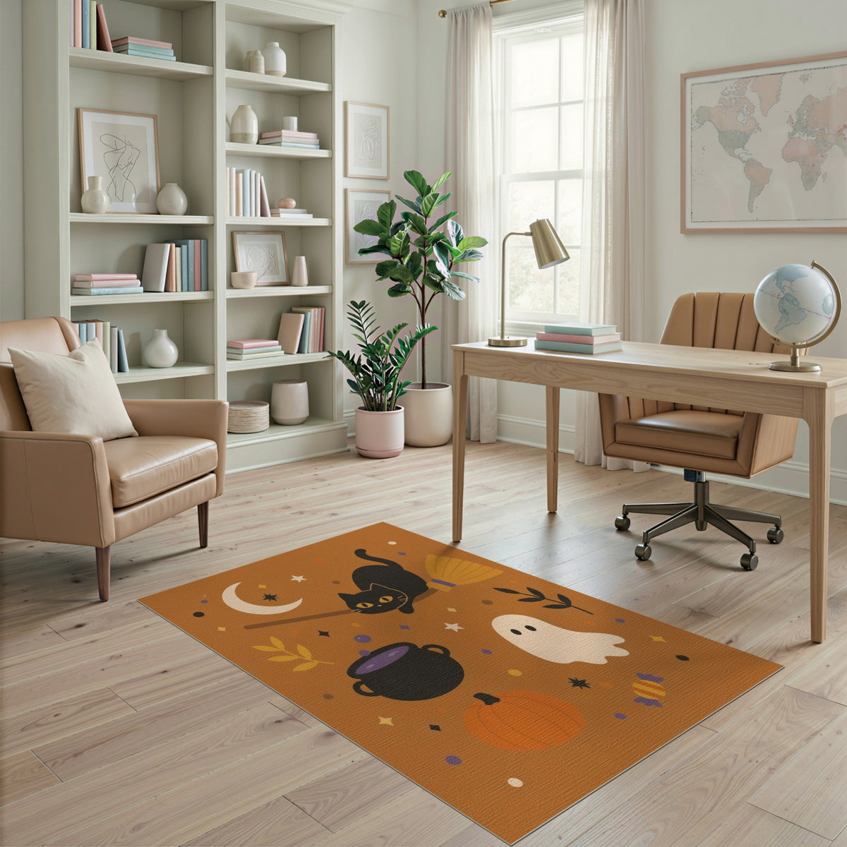 Black Cat Halloween Kids Cartoon Rug