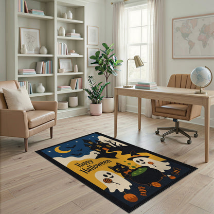 Happy Halloween Ghost Cat Witch Area Rug