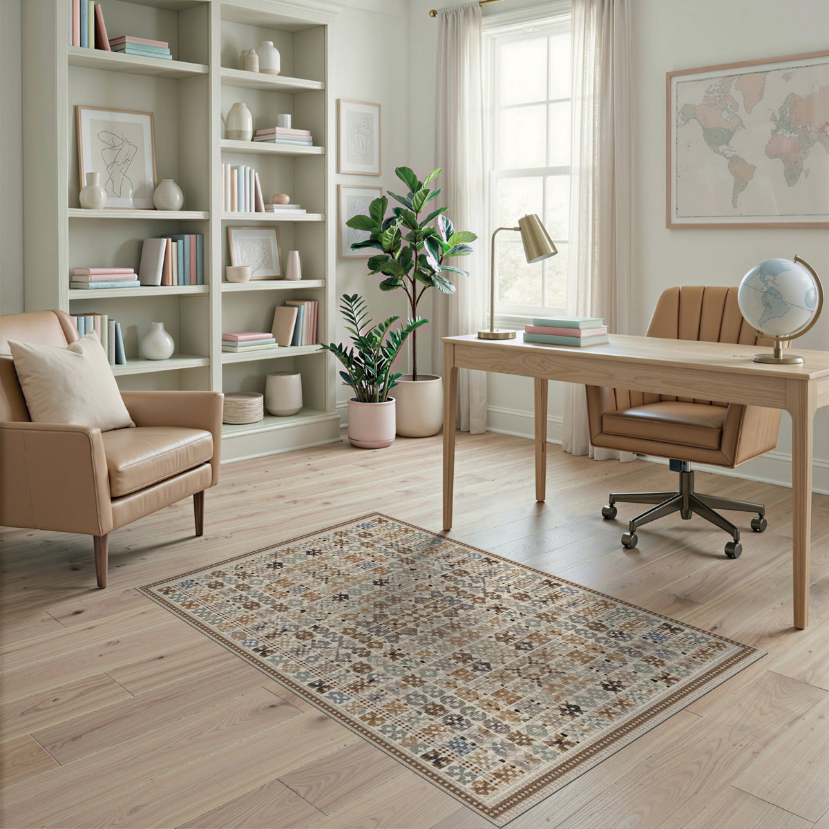 Geometric Modern Beige Geometric Mosaic Area Rug
