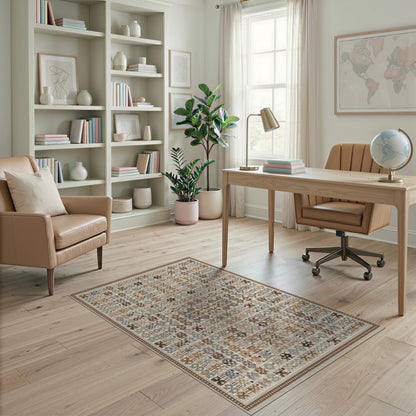Geometric Modern Beige Geometric Mosaic Area Rug