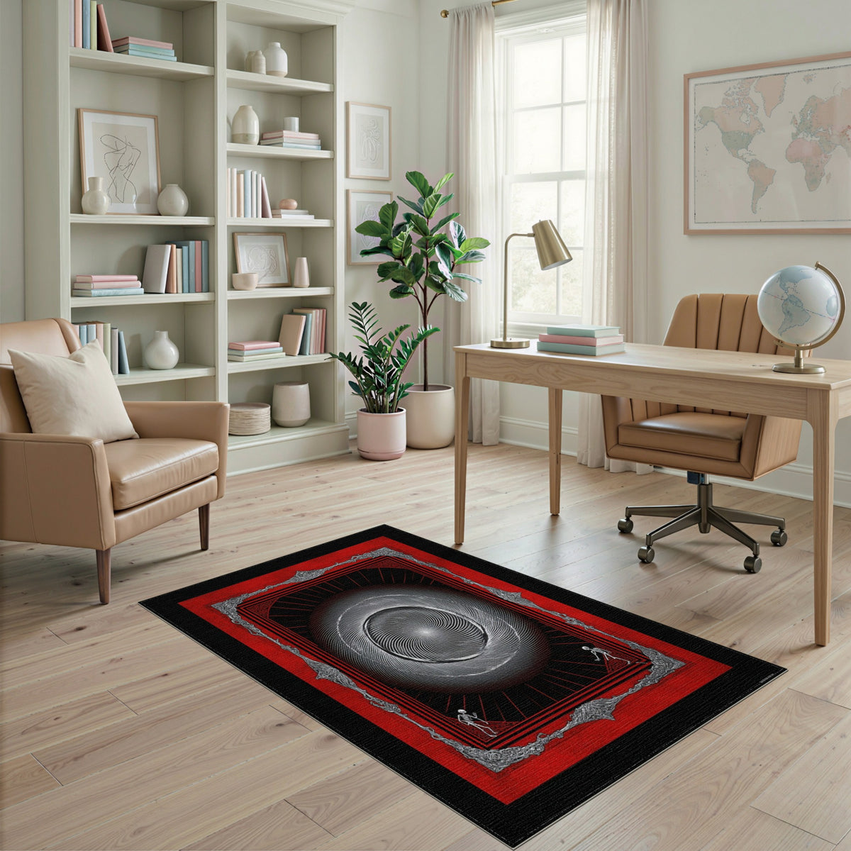 Red Vortex Skeleton Area Rug
