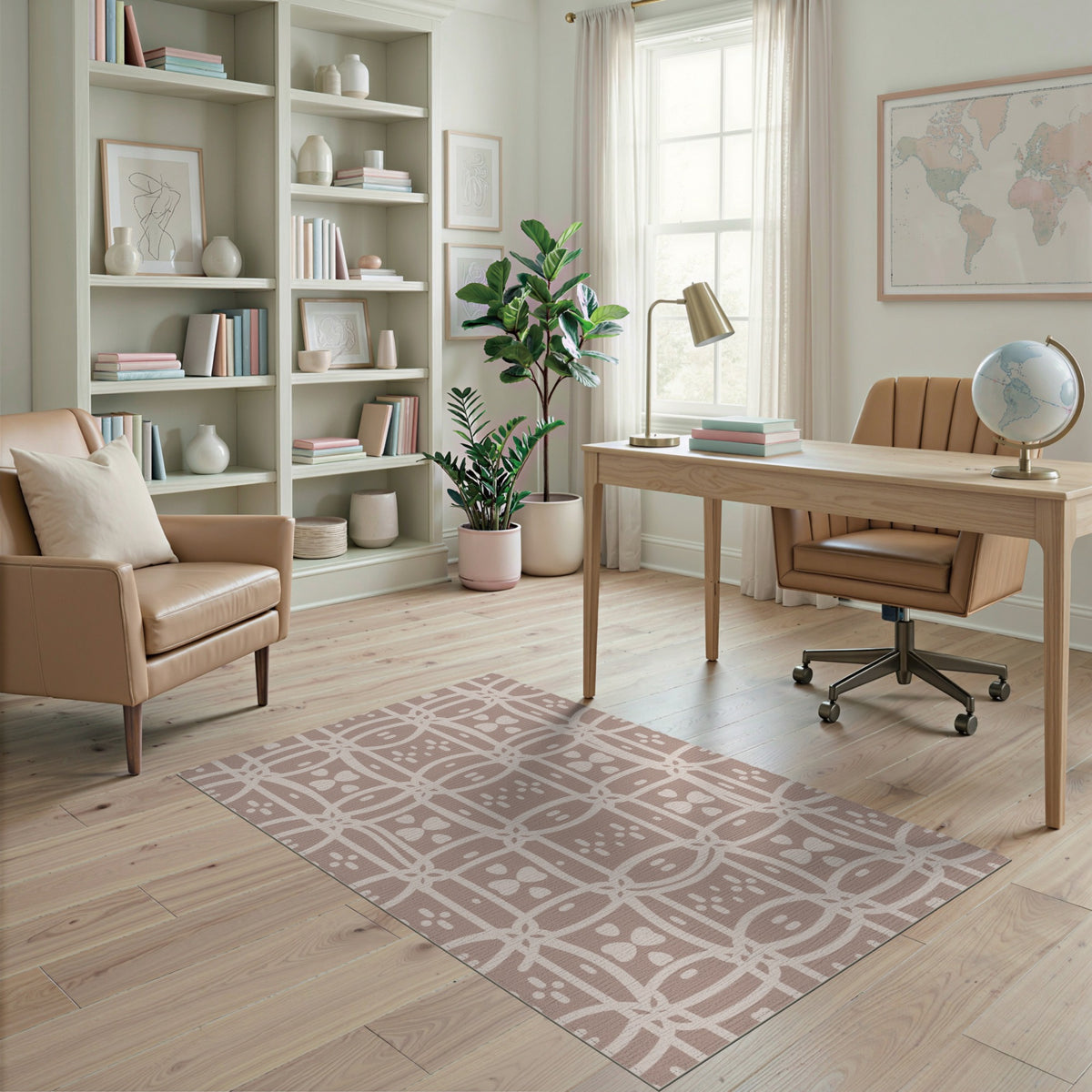 Beige Geometric Lattice Area Rug