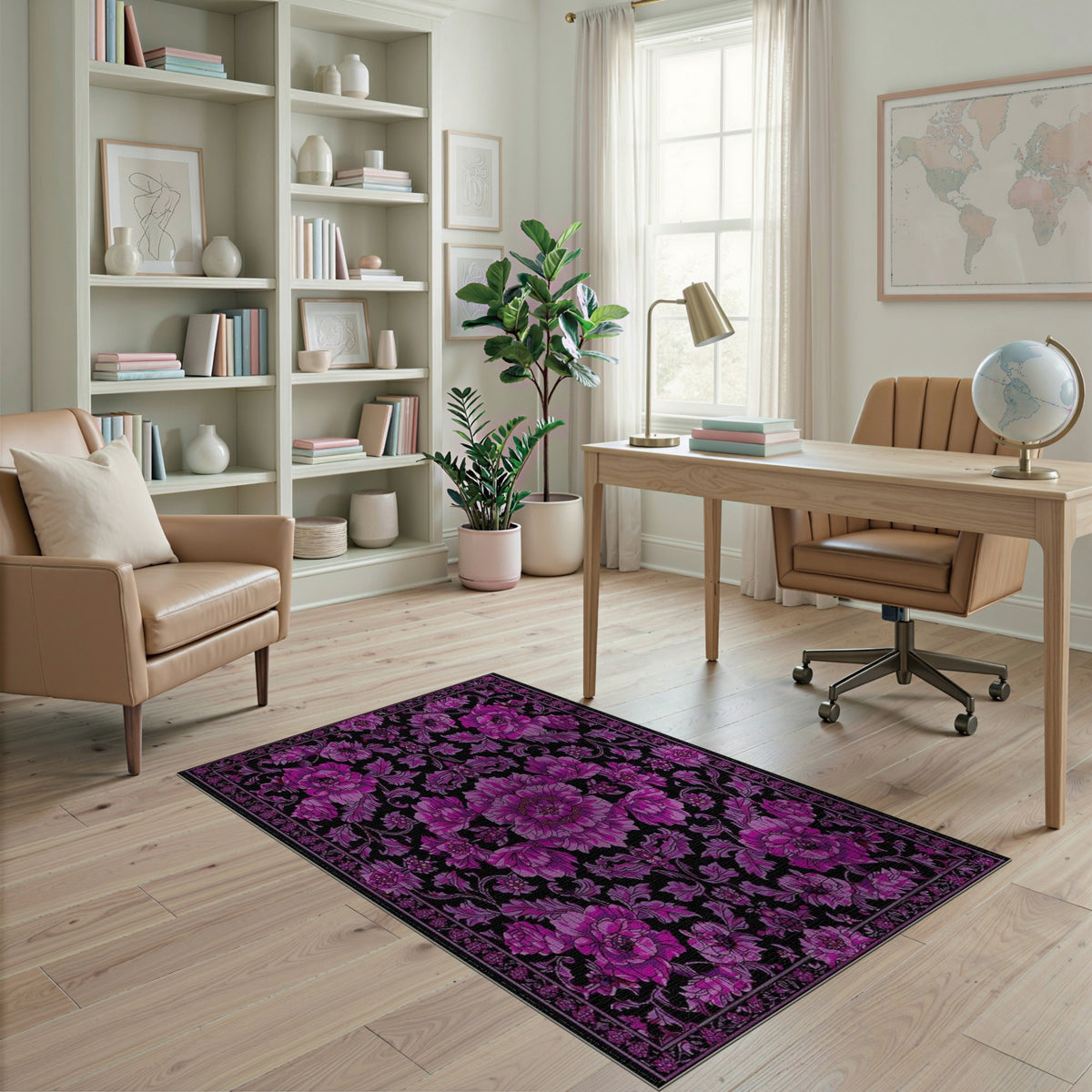 Purple Floral Vintage Area Rug