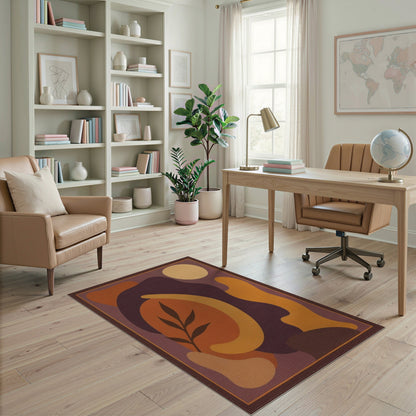 Abstract Orange Area Rug with Organic Shapes